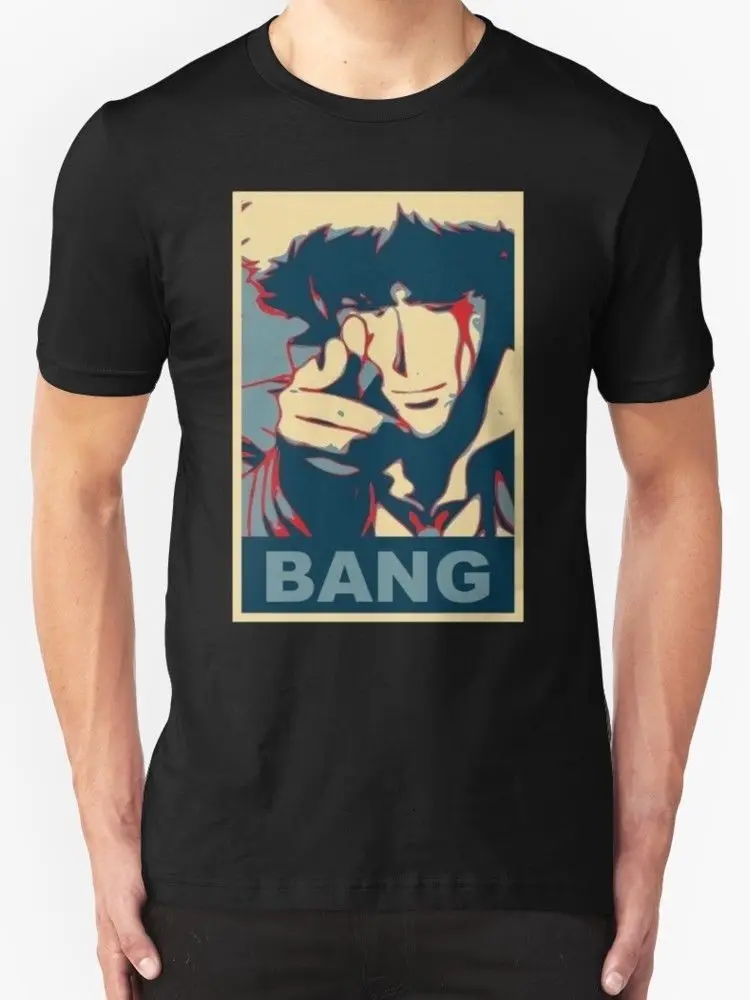 Ковбой Bebop-Bang-Спайк Шпигель Мужская футболка Черная взрослая S-3Xl принт хлопок