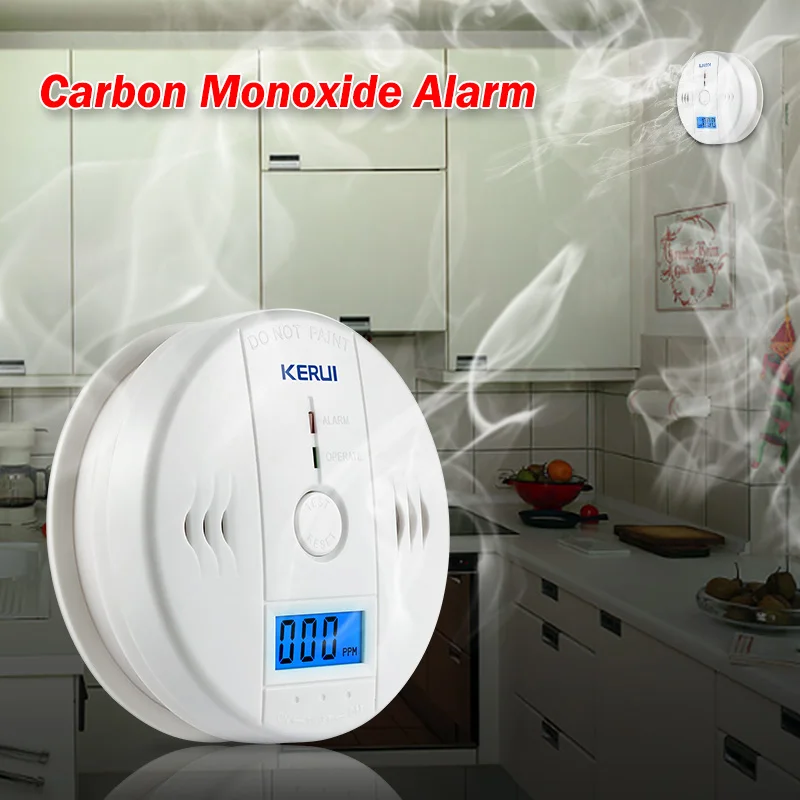 

FUERS 85dB Carbon Monoxide Detectors LCD Photoelectric Independent Poisoning Warning Alarm CO Gas Sensor Detectors