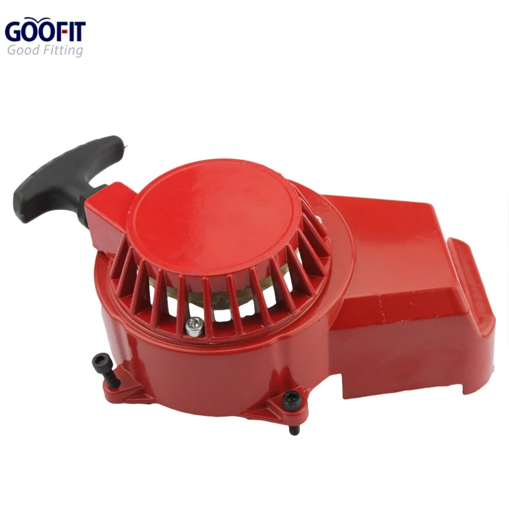 GOOFIT Alloy Pull Start Recoil Starter for 2 Stroke 47cc 49cc Pocket Dirt Bike Mini ATV Red