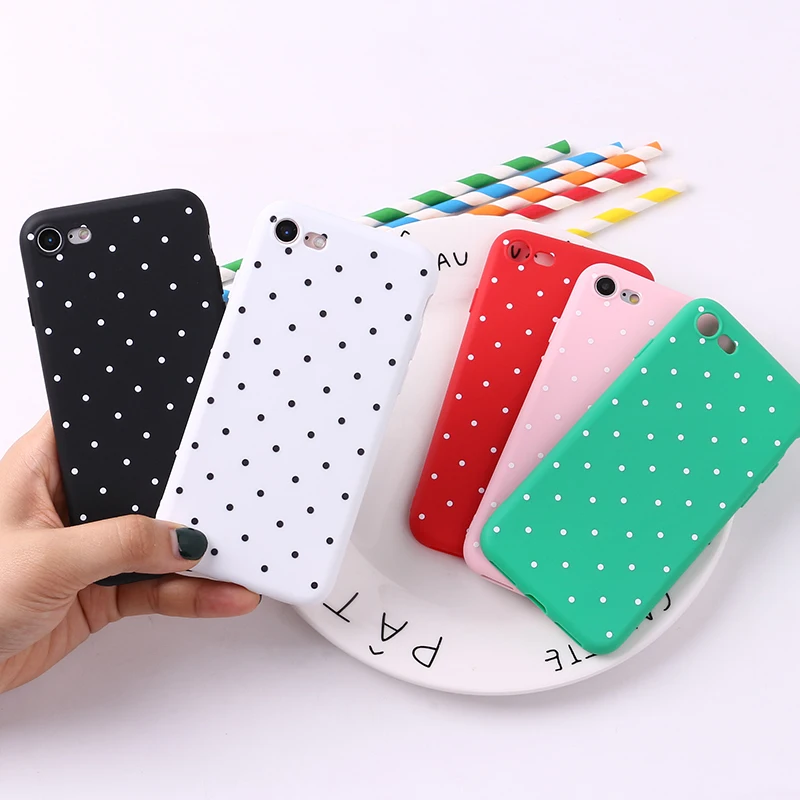 Для iPhone 12 mini 11 Pro SE 8 8Plus X 7 7Plus XS Max горошек геометрический простой мягкий