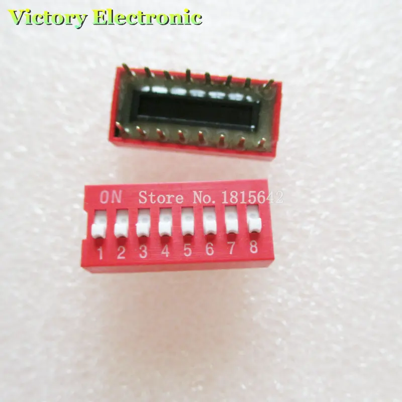 

10PCS/Lot DIP Switch 8 Way 2.54mm Toggle Switch Red Snap Switch Wholesale Electronic