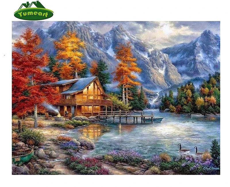 Full Square Diamond 5D DIY Diamond Painting "house Scenic" Embroidery
