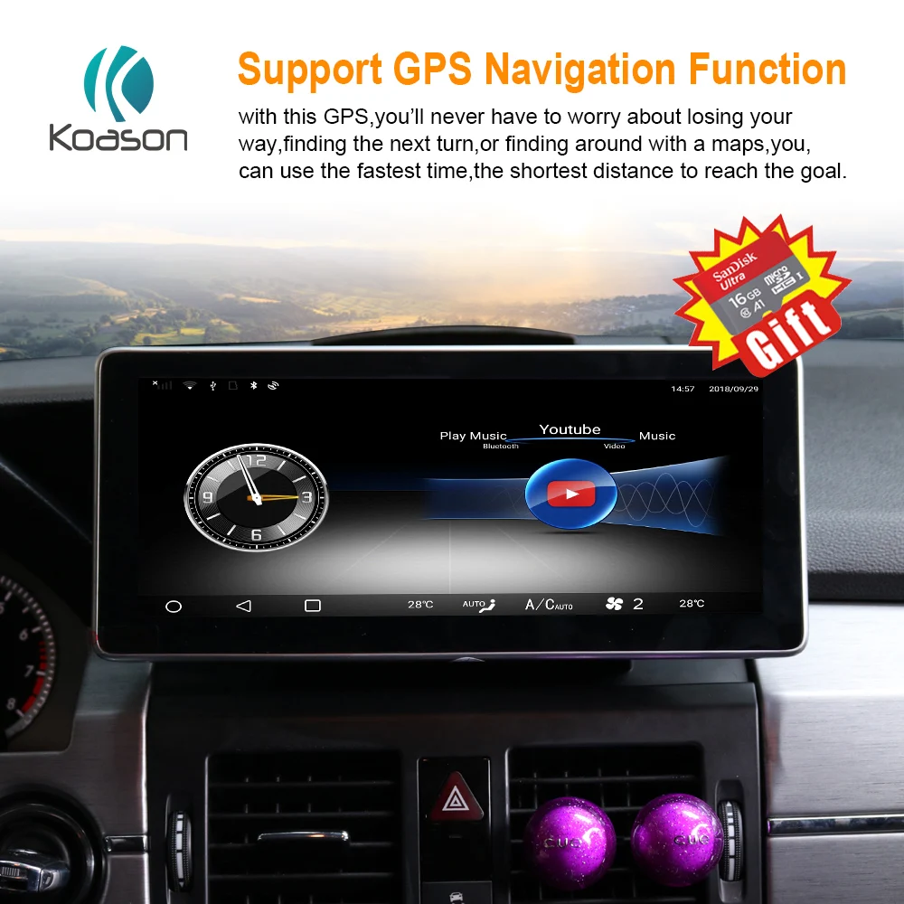 Koason Android 8 1 4 + 64G 10 25 &quot ВЫСОКАЯ ЧЁТКОСТЬ Сенсорный экран автомобиля gps навигации