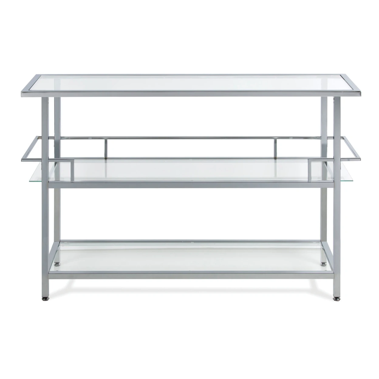 Studio Designs Metal Chrome and Clear Glass 3 Tier Portico Bar Cocktail Station