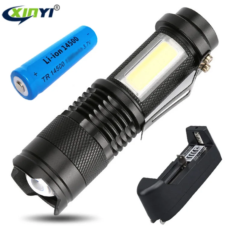 

2000LM Portable LED Torch Q5 COB Mini Black Waterproof LED Flashlight Zoom Torch Penlight Use AA 14500 Battery Lighting Lantern