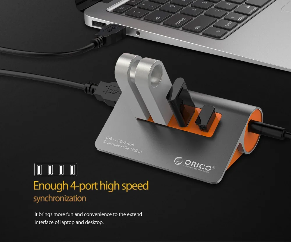 USB хаб ORICO 4 порта 10 Гбит/с|USB-хабы| |
