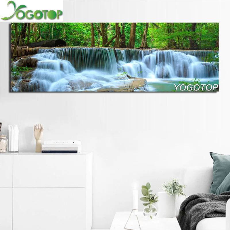 YOGOTOP 5D DIY Diamond Painting Cross Stitch Forest waterfall Full Embroidery Square Drill Mosaic Art natural landscape QA717 | Дом и сад
