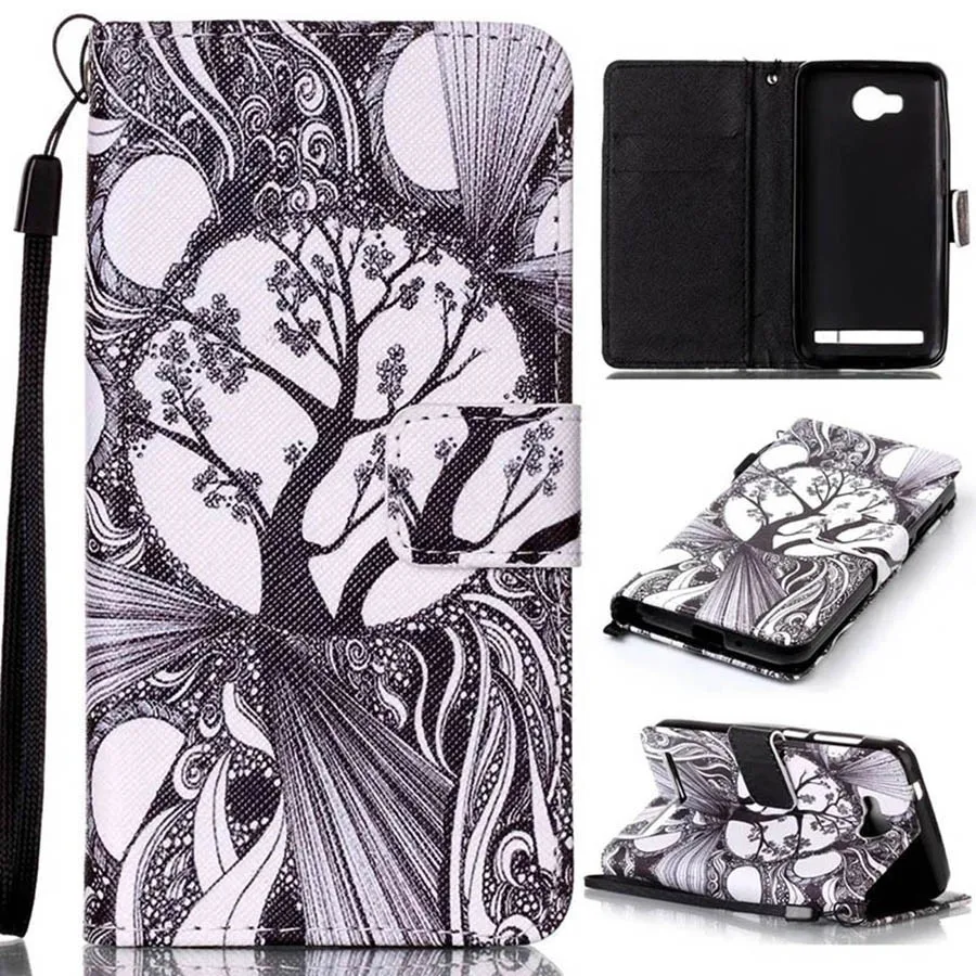 Wallet Case Pouch Pu Leather Cover Phone Cases Cartoon Pattern Flip Protective Covers For Huawei Y3 II With Stand Card Holder -2