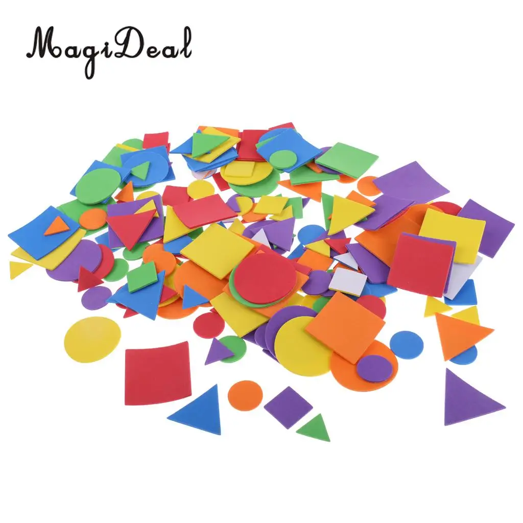 200 Pieces Foam Stickers Self-adhesive Geometric Shaped Sticker for Scrapbooks Kid Room Kindergarten Wall Decoration
