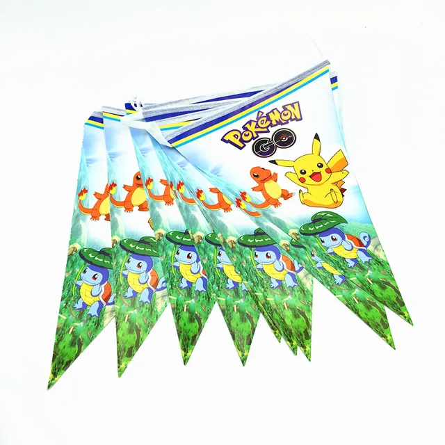 1pcs lot pokemon go theme paper flag kids birthday party paper