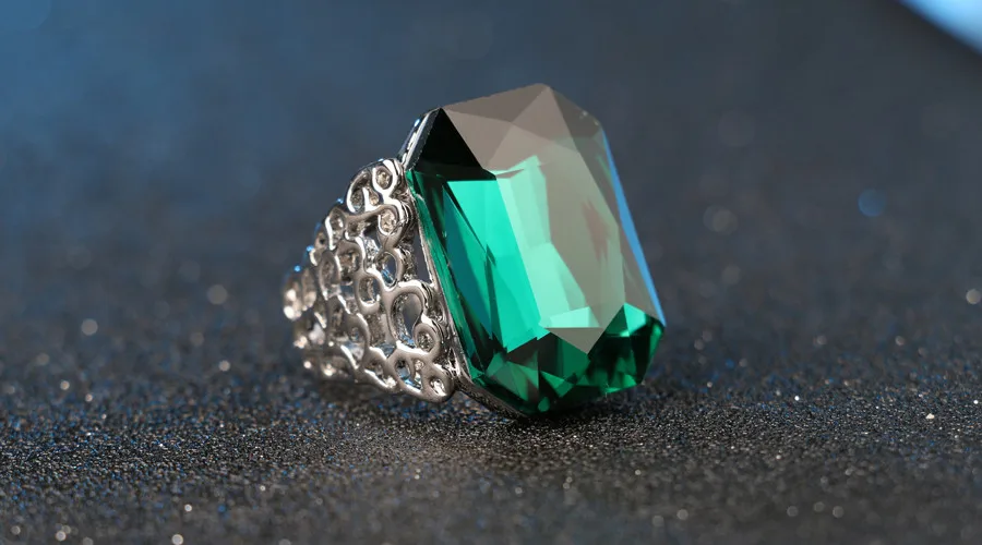 Большие кольца из зеленого стекла для женщин, уникальное серебряное обручальное кольцо в стиле панк-рок, винтажное женское ювелирное изделие