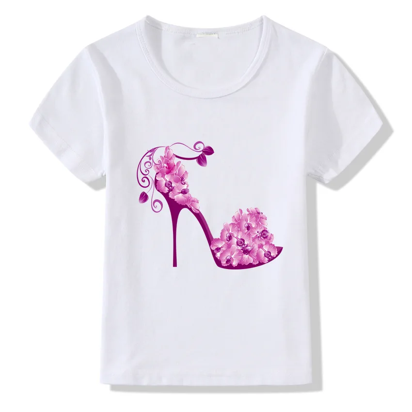 

Fashion Shoes Print Women Summer 2019 Tshirt Casual Short Sleeve Tops Tees O-neck CT-2028