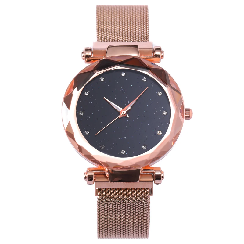 

Luxury Rose Gold Women Watches Minimalism Starry sky Magnet Buckle Fashion Casual Female Wristwatch Waterproof Roman Numeral