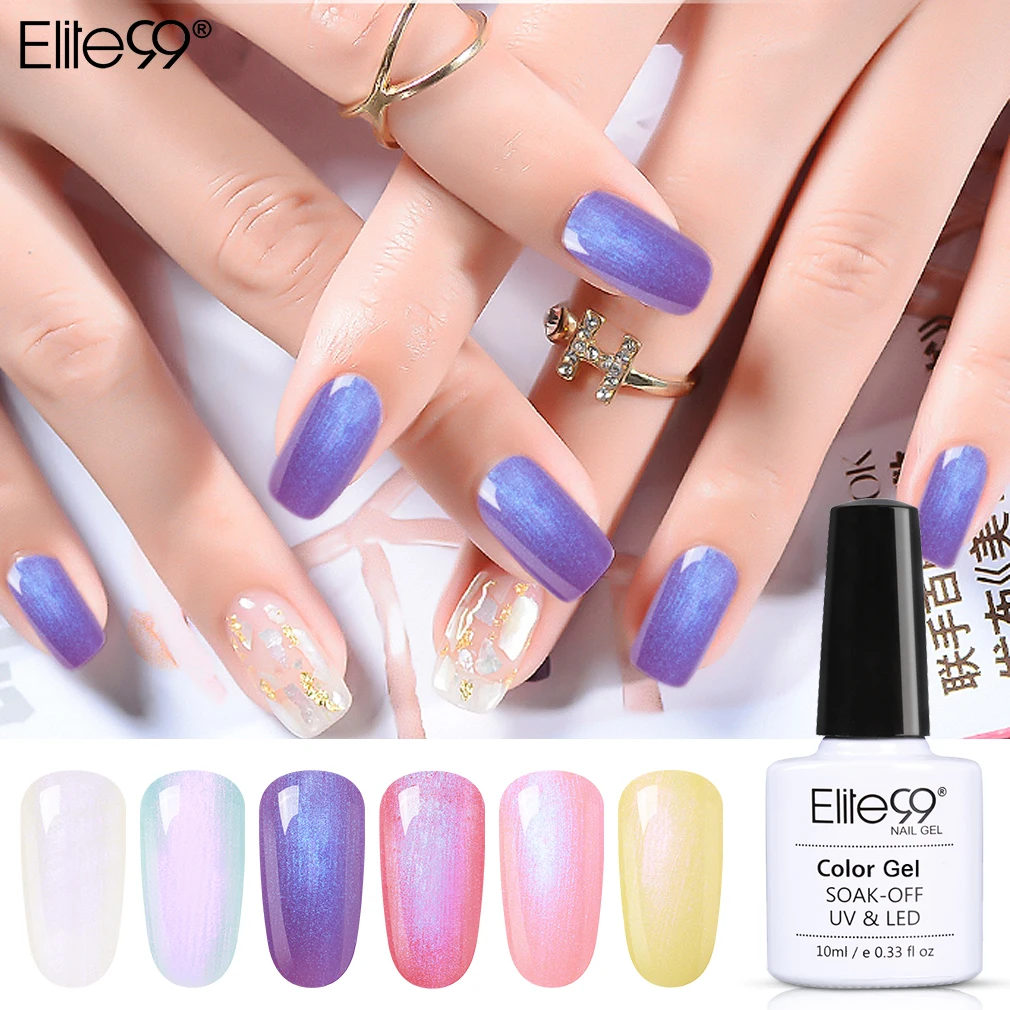 

Elite99 10ml Shell Gel Nail Polish Colorful Pearl Gel Polish Shiny Holographic Glitter Soak Off UV Gel Varnish Manicure Nail Art