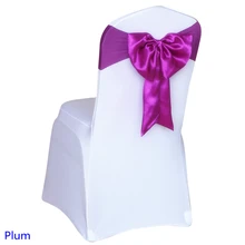 Цвет сливы стул створки Бабочка Стиль атласный пояс с лайкрой пояс подходит для всех стульев спандексовые свадебные чехлы на стулья створки