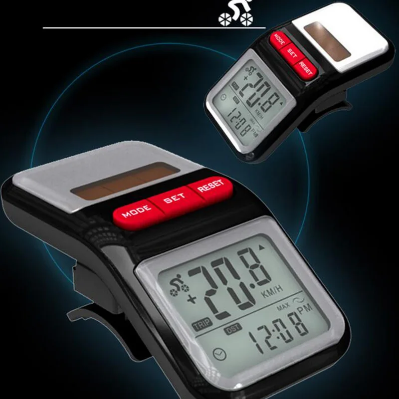 Bike Computer 1 Pcs LCD Solar Power Bicycle Speedometer Pedometer