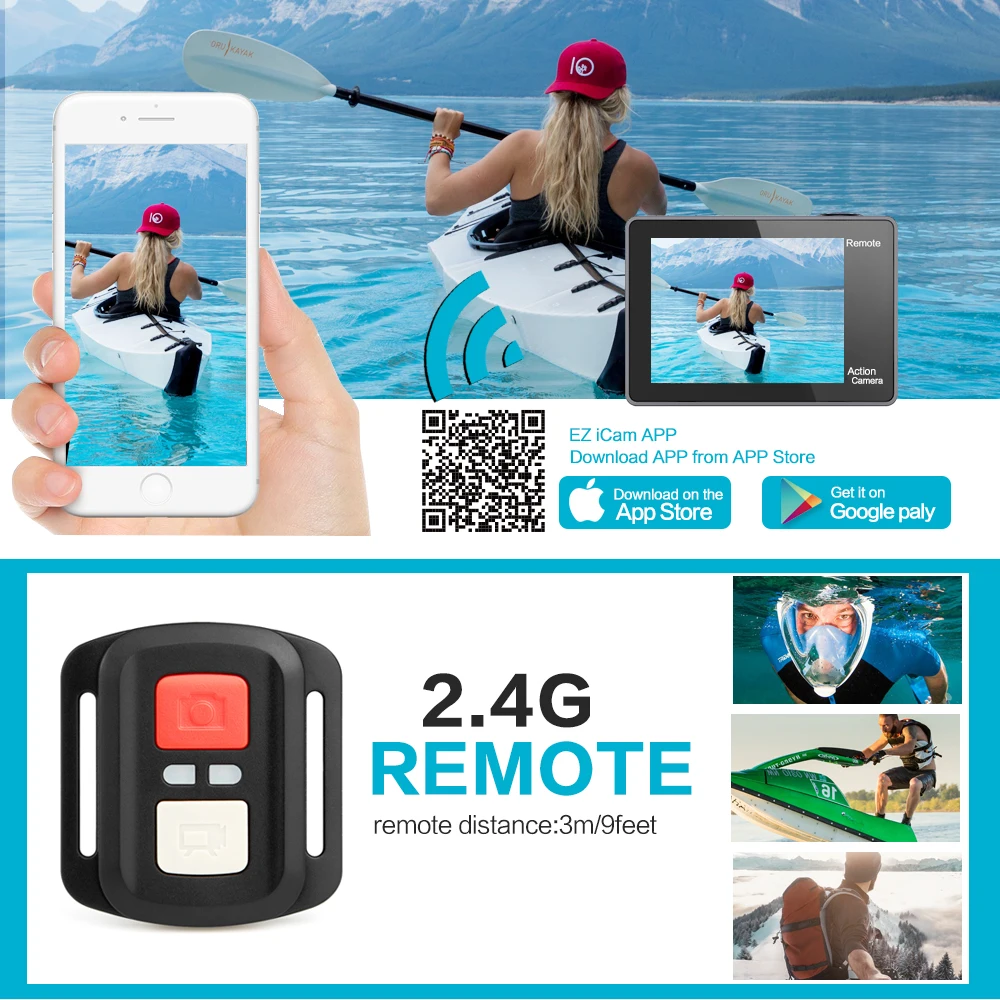  GEEKAM Action Camera T1 Touch Screen Ultra HD 4K/30fps 20MP WiFi Underwater Waterproof Bicycle Helm