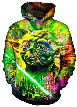 

2018 3D Printed YODA SPLASH HOODIE Famous Brand Harajuku Oversized Hip Hop Men Hooded Sweatshirt