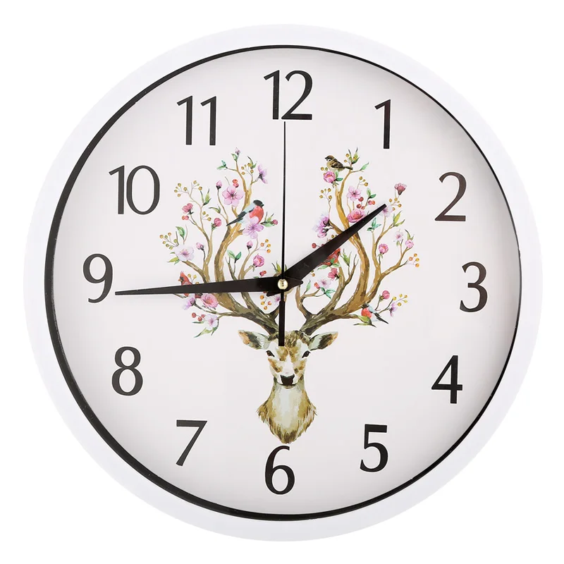 Deer Wall Clock Clocks Creative 12 Inch Living Room Study Time Wall