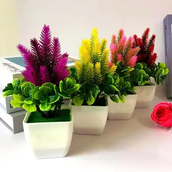 

Home Decor 1Pc Artificial Flower Artificial Plant Grass Potted Bonsai Living Room Office Garden Desk Decor Small Ornaments
