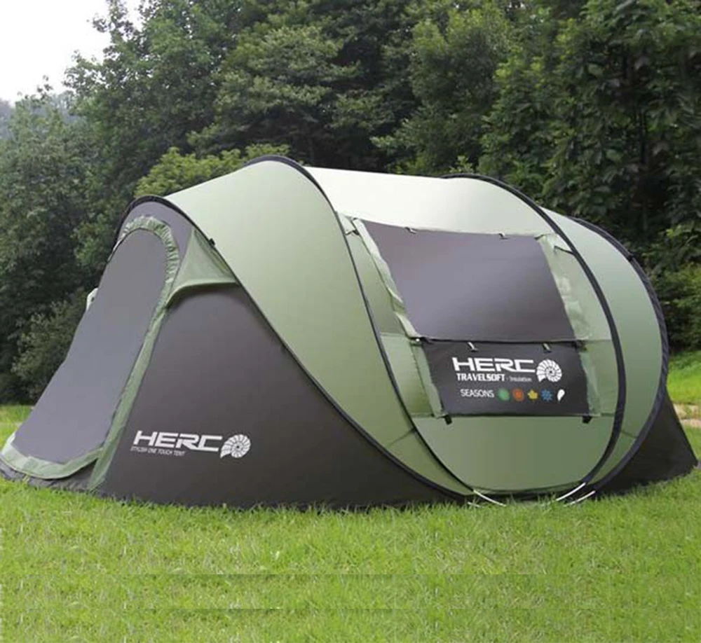 Camping Tent Portable Tent Fully Automatic Waterproof Ultralarge Tent for 4-5 Person Pop Up Self-Driving Tour Beach Party