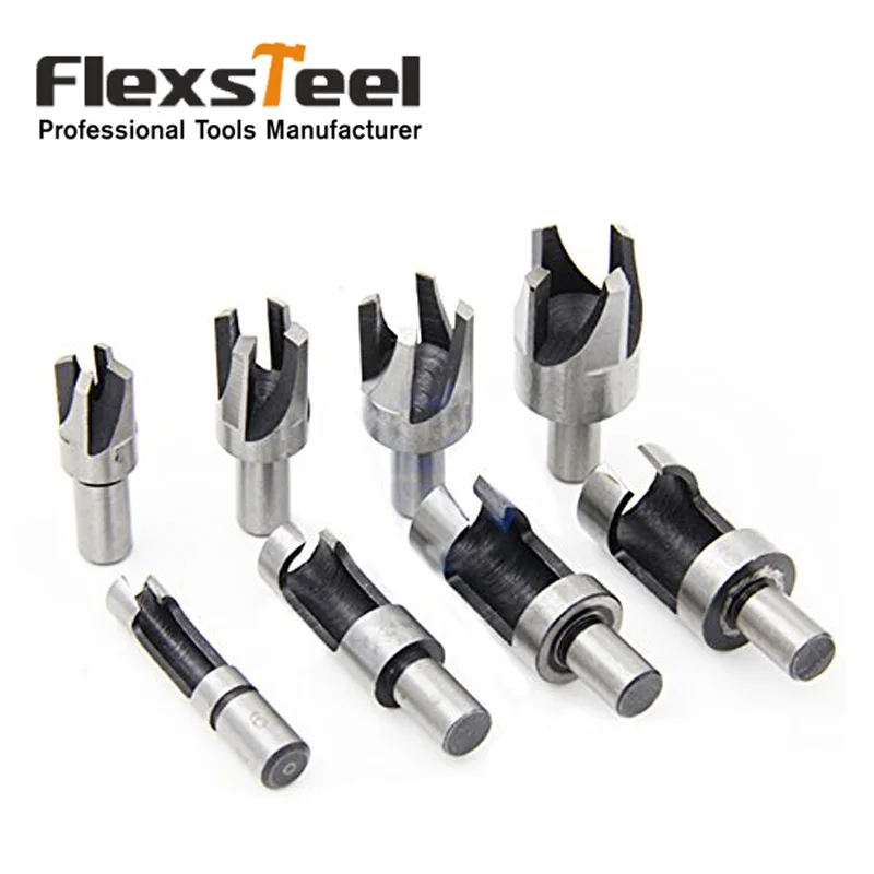 8pcs Taper Straight/tapered Claw Type Roundwood Wood Plug Tenon Cutter