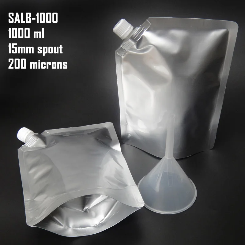 20 шт майларовая алюминиевая фольга носик сумка для фляги для вина, масла, соуса, моющего средства, шампуня 1 Воронка 50 мл-2000 мл - Цвет: SALB-1000ml
