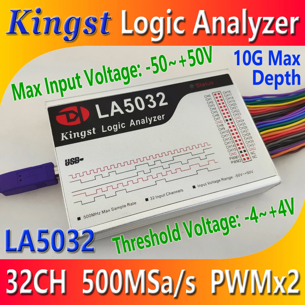 Kingst la5032 USBロジックアナライザー500m maxサンプルレート、32チャンネル、10bサンプル、mcu、アーム、 fpgaデバッグツール、英語ソフトウェア AliExpress