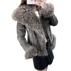 Для Женщин натуральном овечьем меху пальто Зимние теплые модные натуральная мериносовая шерсть Овчина кожаная куртка натуральный куртка
