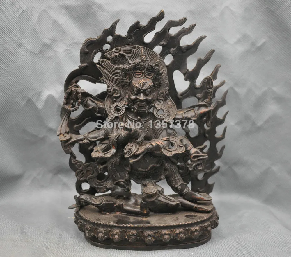 

shitou 00763 11'' China Tibet Tibetan Buddhism Mahakala Amitabha Buddha Bronze Statue