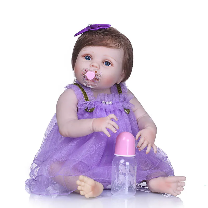 

2018 New 56CM/22inch Lifelike Jointed Reborn Doll Soft Silicone Newborn Baby Dolls Kids Children Playmate Gifts NSV775