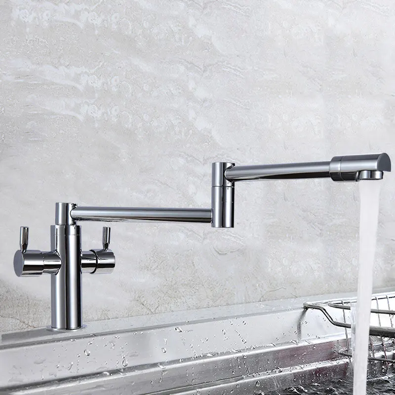 

All copper leading kitchen sink faucet hot and cold Folding universal rotating basins faucet sink mixer faucet