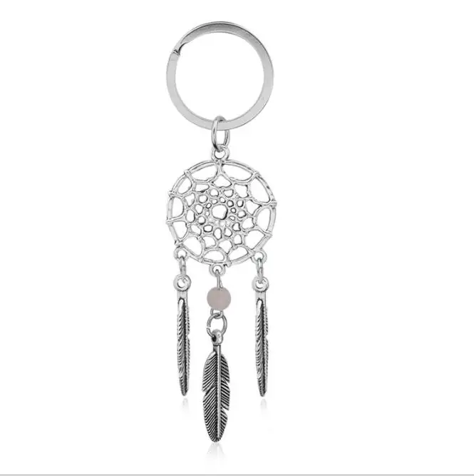 

Oly2u Antique Pink Black Beads Dreamcatcher Feather Wind Chimes Dream Catcher Key Chain Women Vintage Indian Style Keychains