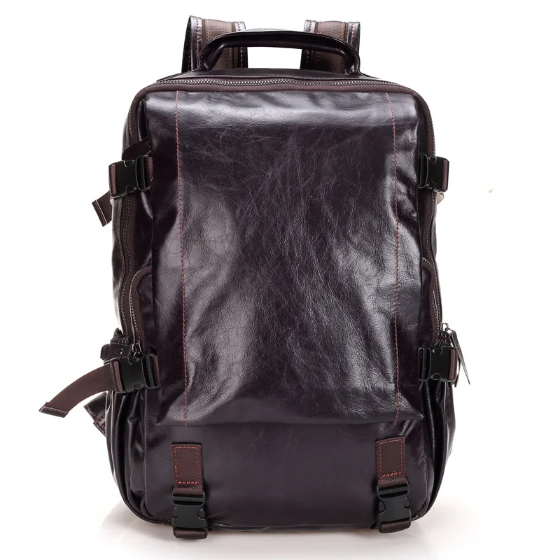 

High Quality 100% Genuine Leather Teenager Boy College School Backpack Oil Wax Laptop Travel Backpack Vintage Casual Daypack