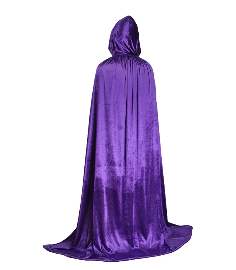 Adult Child Black Velvet Hooded Vampire Cape Cape Halloween Party Cloak Size S-L Cosplay Death Gothic Heroic Kids Cloak (4)