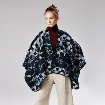 

FXFURS Women's Outwear Winter Scarves Autumn Cashmere Ponchos Ladies Knit Shawl Cape Cashmere Scarf Poncho Lady Pashmina Blanket