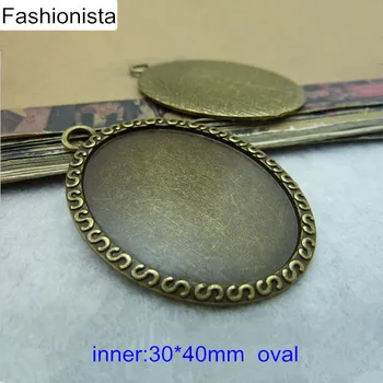 

Fashionista - 20 pcs Big Oval Metal Base Settings For Cabochon,Inside 30*40mm,Good Quality Base Mounting,Blank Pendant Tray
