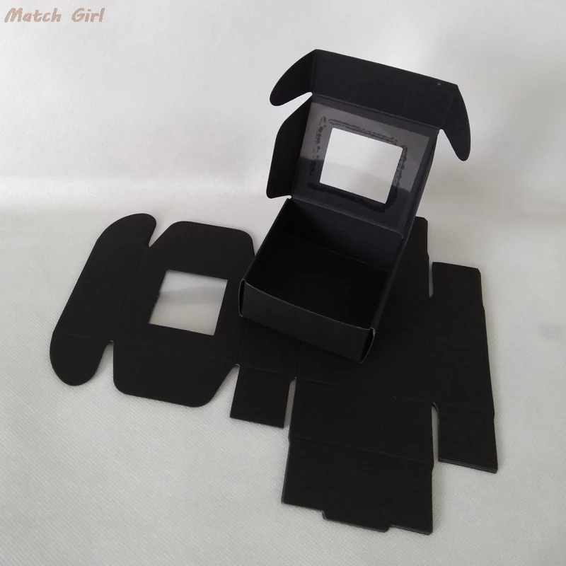 50 шт белая складная бумажная коробка крафт-бумага с ПВХ окном черная коробка для свадебных конфет Упаковка подарочные картонные коробки посылка