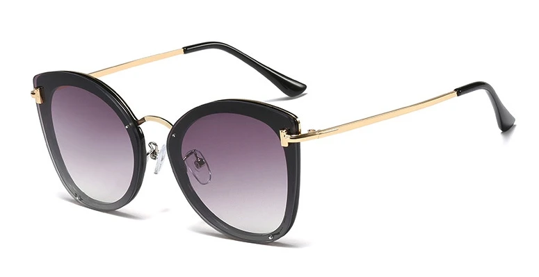 Кошачий глаз, заклёпки, круглые солнцезащитные очки для мужчин и женщин, модные Оттенки UV400, винтажные очки 45893 - Цвет линз: C4 gray