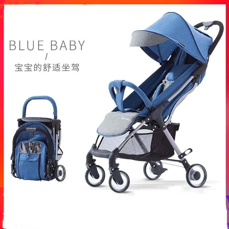 Bluebaby ultra light portable folding stroller can sit reclining four-wheeled trolley multi-color optional | Мать