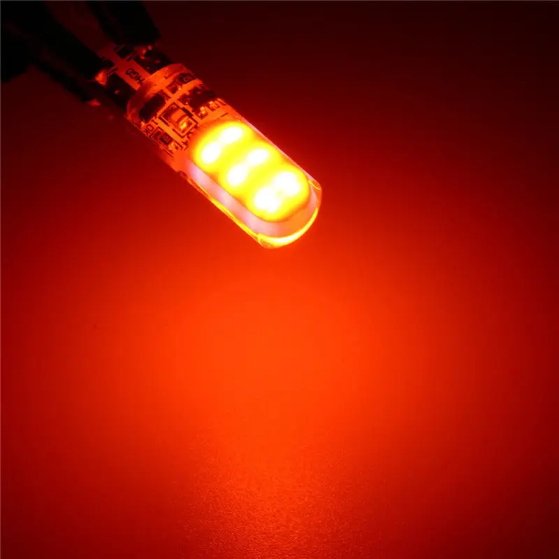 2pcs/set T10 W5W COB LED Car Silica Flash Strobe Width Light Bulb Orange