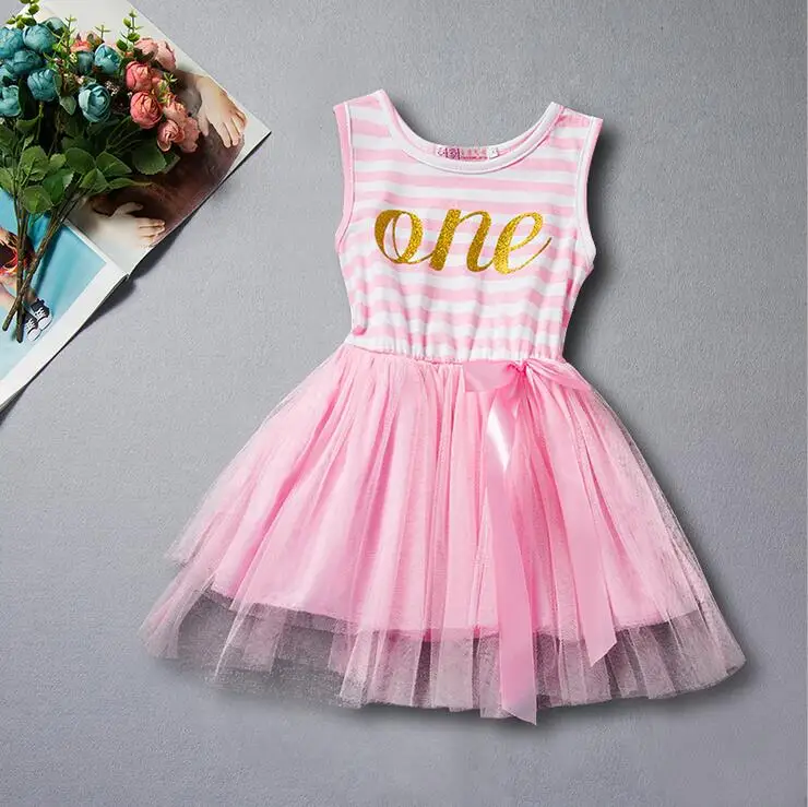 retail 6 24M baby girl striped dress one two years infant toddler baby birthday dresses lovely