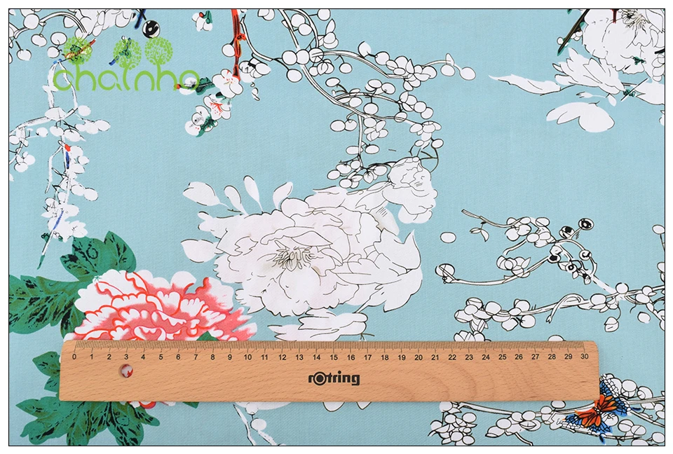 Chainho, Peon flower, печатный стрейч-поплин/простая хлопковая ткань для шитья и шитья платьев, рубашек, юбок, материал ткани, 50x142 см