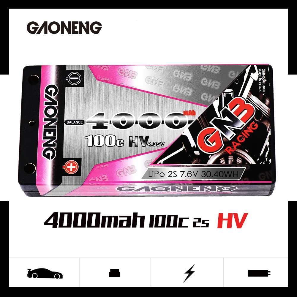 Gaoneng GNB 4000mAh 2S 7,6 V 100C/200C низкопрофильный жесткий чехол Супер коротышка HV LiPo аккумулятор 4,0 мм Deans Разъем для RC автомобиля RC лодки