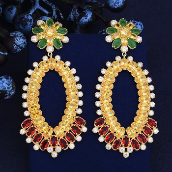 

GODKI 68mm Luxury Geometry Long Dangle Earrings for Women Wedding Full Micro CZ Cubic Zircon Bohemia Drop Earrings Drop Shipping