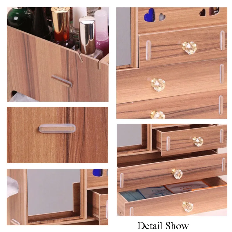 1pcs Large Capacity Wooden Cosmetics Organizer Makeup Storage Box
