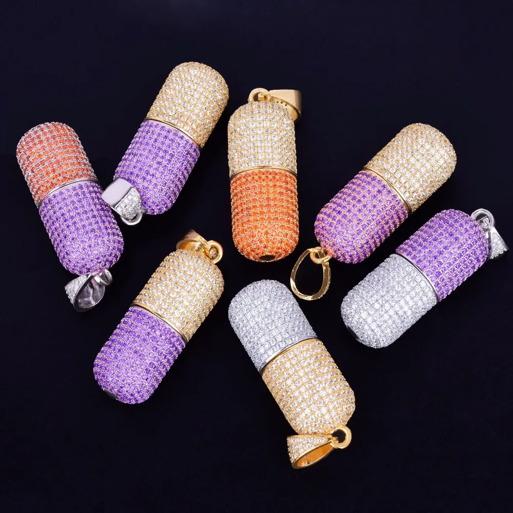 Цветное ожерелье в форме бутылки Pil и подвеска, веревочная цепочка, золотой цвет, AAA кубический циркон, мужские ювелирные изделия в стиле хип-хоп для подарка