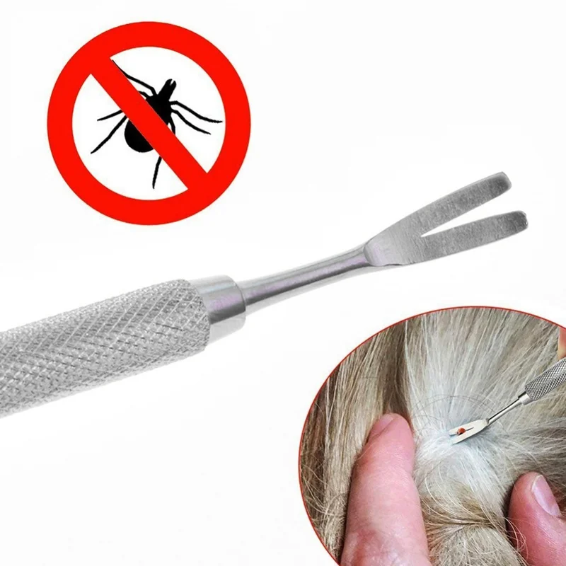 Stainless Pet Dog Flea Remover Tick Removal Tool Stainless Steel Double
