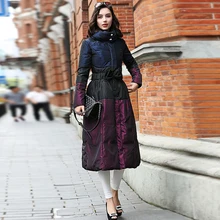 YNZZU новая зимняя коллекция женское теплое пуховое пальто элегантное фиолетовое приталенное с бантом женские удлиненные тонкие куртки парка ветрозащитная O044