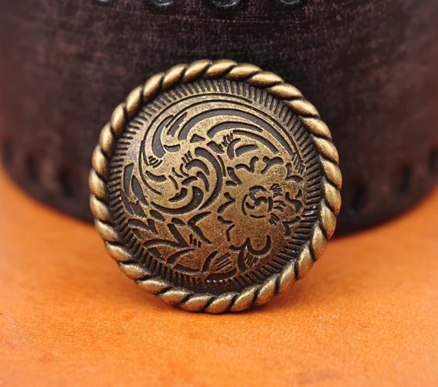 Leather Craft Conchos Southwestern Antique Engraved Oval Concho Screw Back